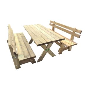 Misaladejuegos Mesa de madera Masgames Xerta con bancos con respaldo Vic MA500045