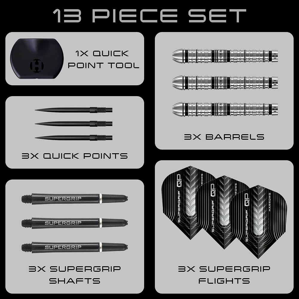 Misaladejuegos Dardos Harrows Supergrip Tapered Quick Point 90% 24g BD89024 - Imagen 3