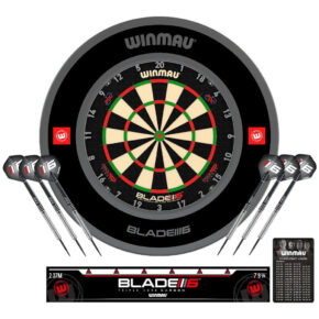 Misaladejuegos PACK DIANA WINMAU BLADE 6 TRIPLE CORE + SURROUND BLADE 6 TRIPLE CORE + 6 DARDOS DE TUNGSTENO + LINEA DE TIRO BLADE 6 TRIPLE CORE 5352